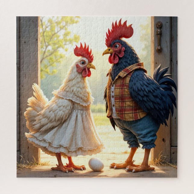 Puzzle Rooster et Humour Hen (Vertical)