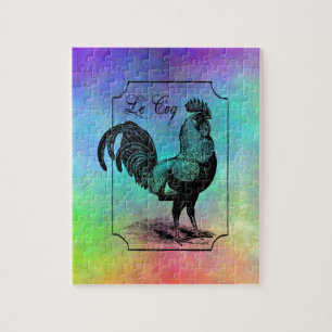 Puzzle Rooster vintage Pastel