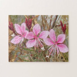Puzzle - Rosa Blume in getrocknetem Gras