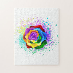 Puzzle Rose arc-en-ciel coloré