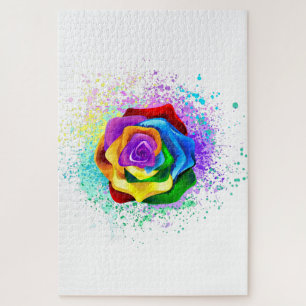 Puzzle Rose arc-en-ciel coloré