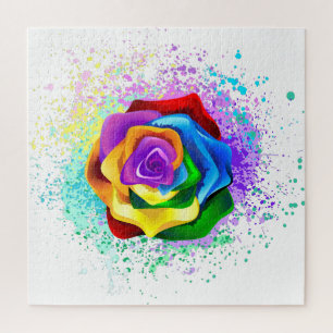 Puzzle Rose arc-en-ciel coloré
