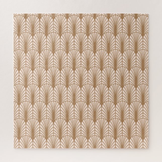 Puzzle Rose Art déco : Plumes de paon doré (Vertical)