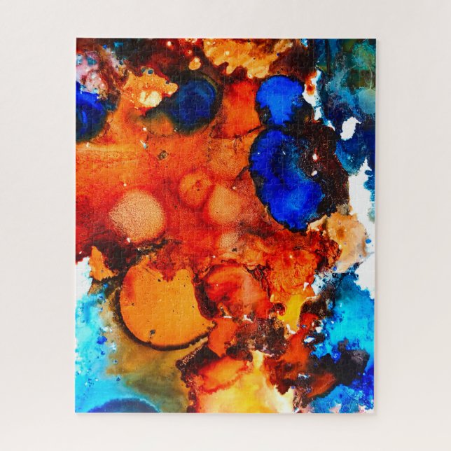 Puzzle Rose d'art abstrait orange rouille (Vertical)