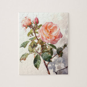Puzzle Rose d'Escalades paisible dans l'aquarelle Bloom