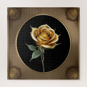 Puzzle Rose Élégante avec Cadre Décoratif Orné