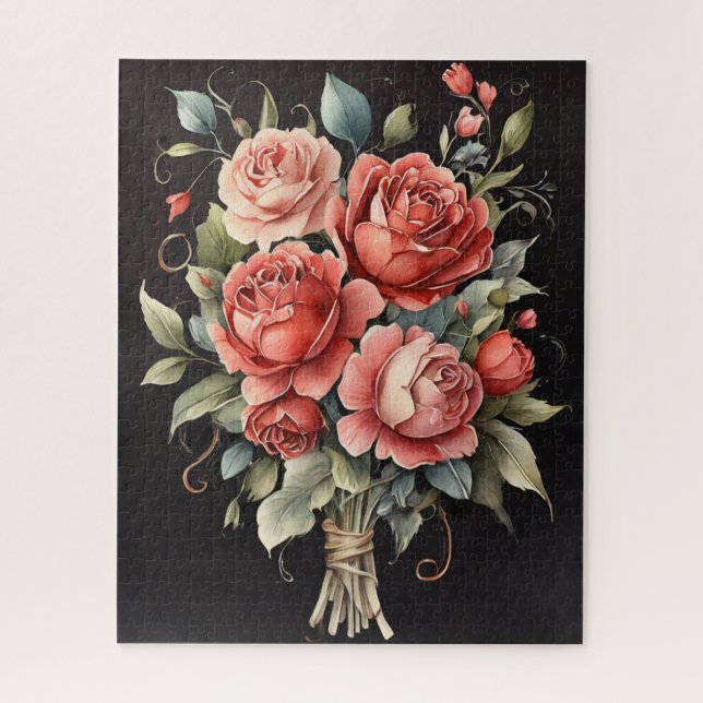 Puzzle Rose en floraison Aquarelle (Vertical)