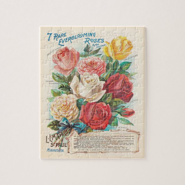 Puzzle Rose Ephemera Vintage Retro cadeau (Vertical)
