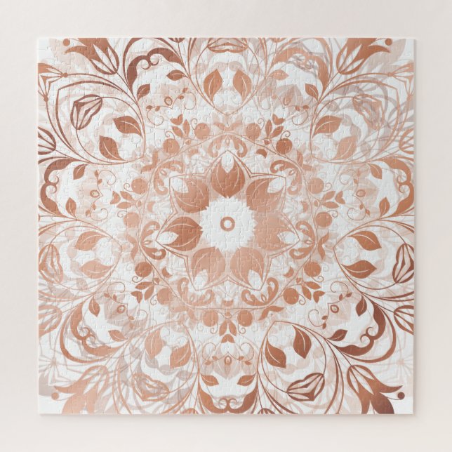 Puzzle Rose Gold Floral Mandala (Vertical)