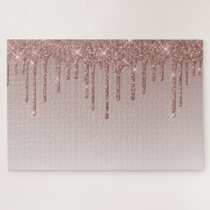 Puzzle Rose Gold Glitter Liquide Drips