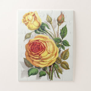 Puzzle Rose jaune et orange de coucher de soleil vintage,