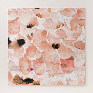 Puzzle Rose, pivoine, feuille, motif aquarelle.