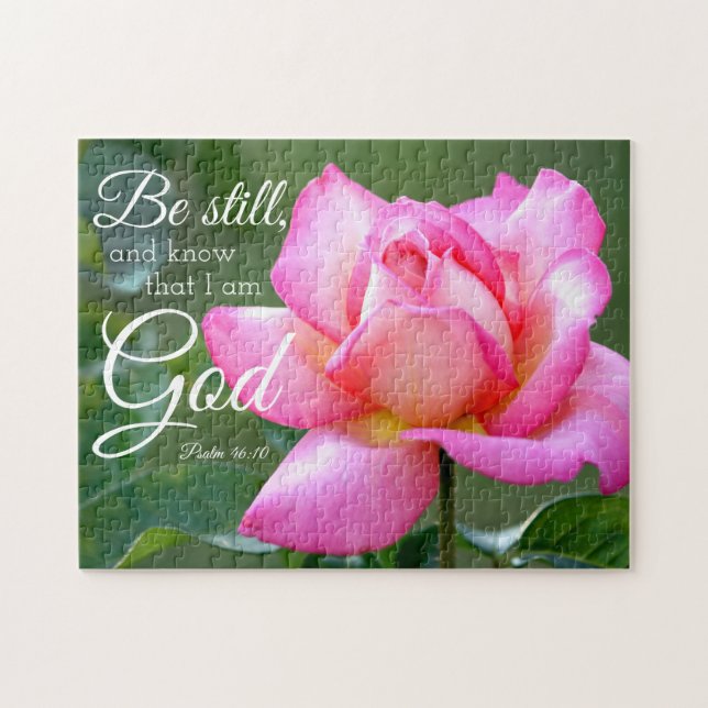 Puzzle Rose Rose Blossom Be Still Psaum 46:10 (Horizontal)