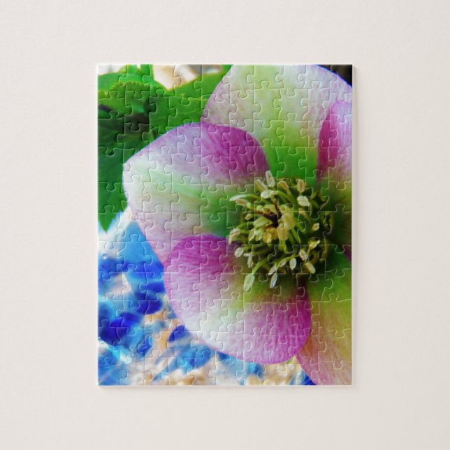 Puzzle Rose rose carême bleu boule de verre (Vertical)