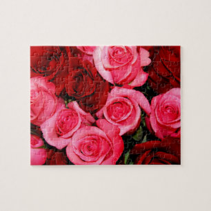 Puzzle rose, rose et rouge