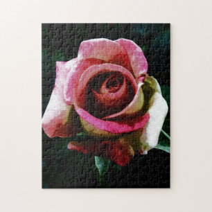 Puzzle Rose rouge peinte à l'huile