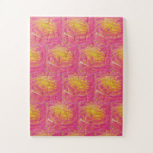 Puzzle rose saumon avec soleil orange design
