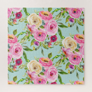 Puzzle Roses d'aquarelle en rose et crème sur Aqua