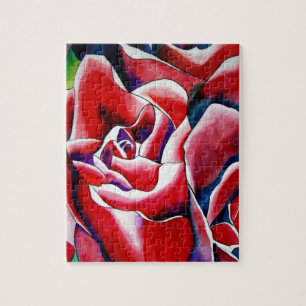 Puzzle Roses d'art original à l'aquarelle rose