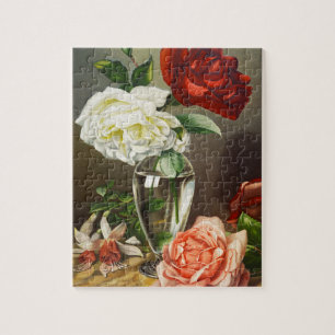 Puzzle Roses de jardin vintage dans un vase en verre