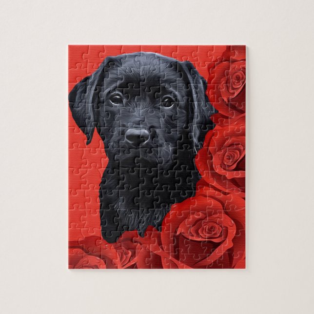 Puzzle Roses de marionnettes Valentine - Labrador - Black (Vertical)