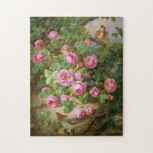 Puzzle Roses roses nature morte papillons oiseau époque v