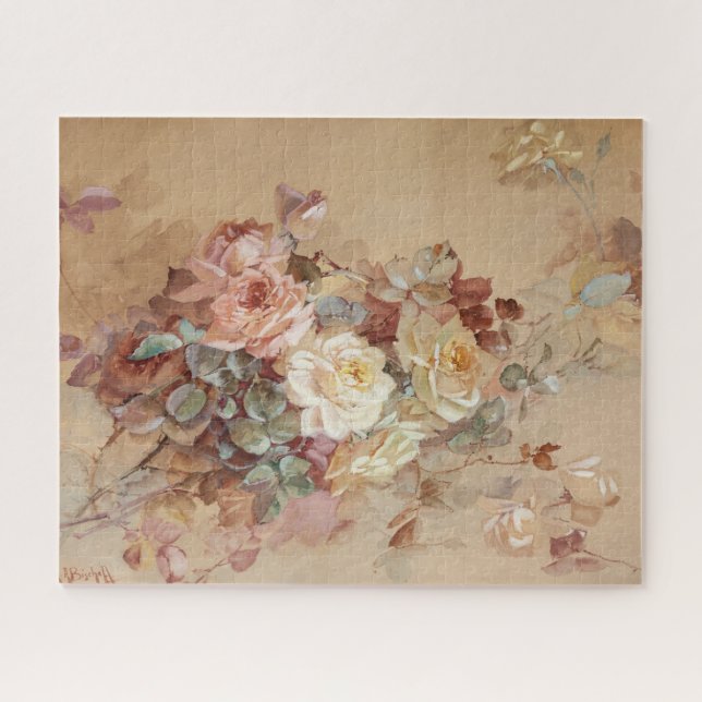 Puzzle Roses roses roses et jaunes - Franz Bischoff (Horizontal)