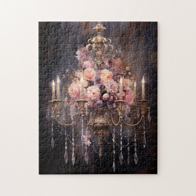 Puzzle Roses roses sur un lustre élégant (Vertical)