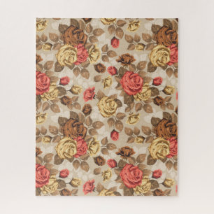 Puzzle Roses rouges et jaunes vintage colorés