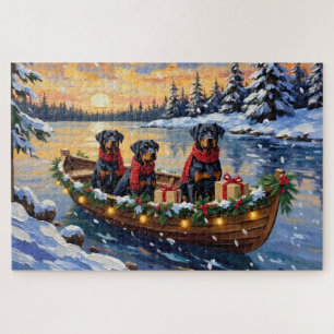 Puzzle Rottweiler Noël Bateau Fêtes