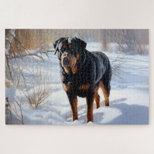 Puzzle Rottweiler Qu'il neige Noël