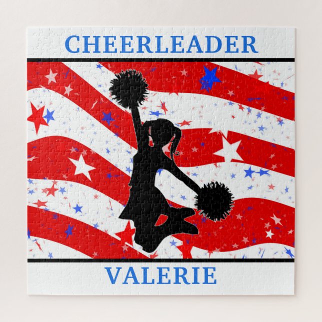 Puzzle rouge, blanc et bleu pom-pom girl (Vertical)