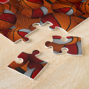 Puzzle rouge gris basketball filles garçons couleurs équi