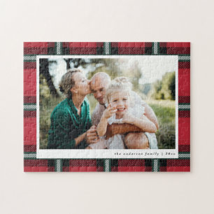 Puzzle Rouge, noir et vert tartan chèque photo de famille