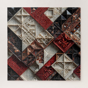 Puzzle Rouge Noir Ivoire Micro Mosaïque 3D Géométrique
