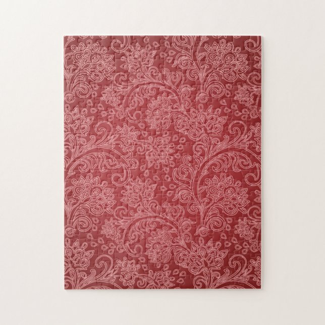 Puzzle Rouge Paisley Damask Designer Floral Classic (Vertical)