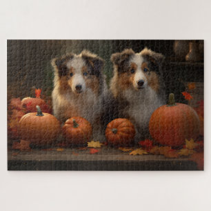 Puzzle Rough Collie chiot Automne Délice Citrouille 
