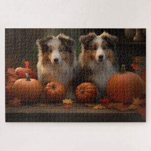 Puzzle Rough Collie chiot Automne Délice Citrouille 