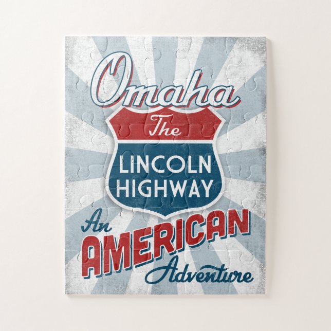 Puzzle Route Omaha Lincoln Amérique Vintage Nebraska (Vertical)