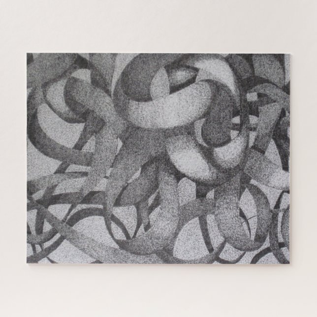 Puzzle Rubans Abstraits Monochrome Noir Blanc (Horizontal)