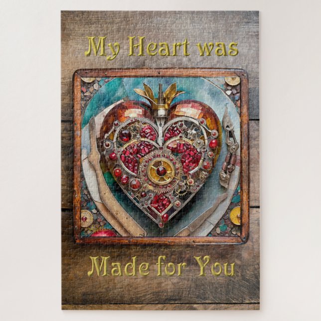 Puzzle Ruby Pomegranate Heart Steampunk Series (Vertical)