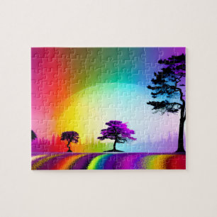 Puzzle Rue principale Arc-en-ciel à travers Abstraite vil