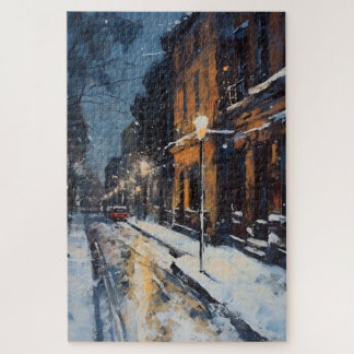 Puzzle Rue Snowy Hiver Soirée