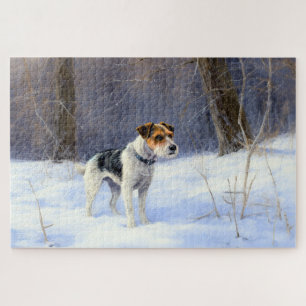 Puzzle Russell Terrier Laisser neiger Noël
