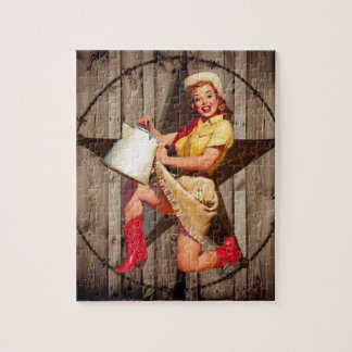 Puzzle rustic BarnWood Texas star western country cowgirl
