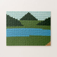 Rustic Lake Hills Green Designer Crochet Imprimer