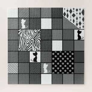 Puzzle Rustique, Populaire, Noir et blanc, Patchwork, Sim