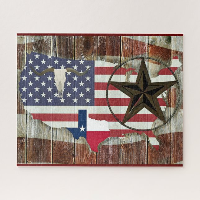 Puzzle Rustique Texas Lone Star Texas Long Horn (Horizontal)