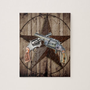 Puzzle rustique western country texas star cowboy pistole