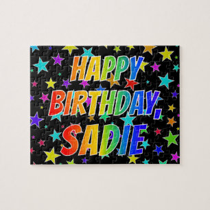 Puzzle "SADIE" Prénom, Amusant "HEUREUX ANNIVERSAIRE"